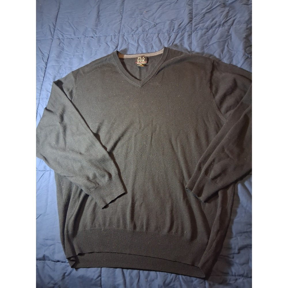 Jos. A. Bank Signature sweater 2Xl Collection Black Merino Wool Long Sleeve